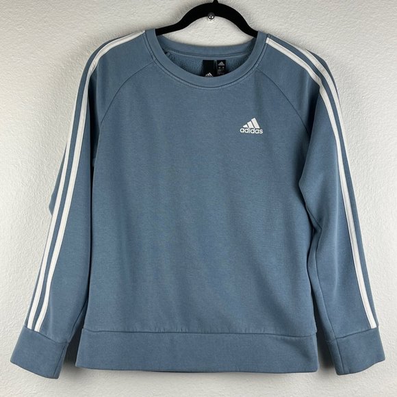 Adidas Sweatshirt Women Size S Pullover Crewneck Raglan Sleeve Fleece-Lined Gray